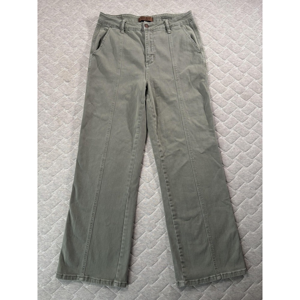 Judy‎ Blue Jeans Womens 31 Green High Rise Garment Dyed Wide Leg Stretch Denim
